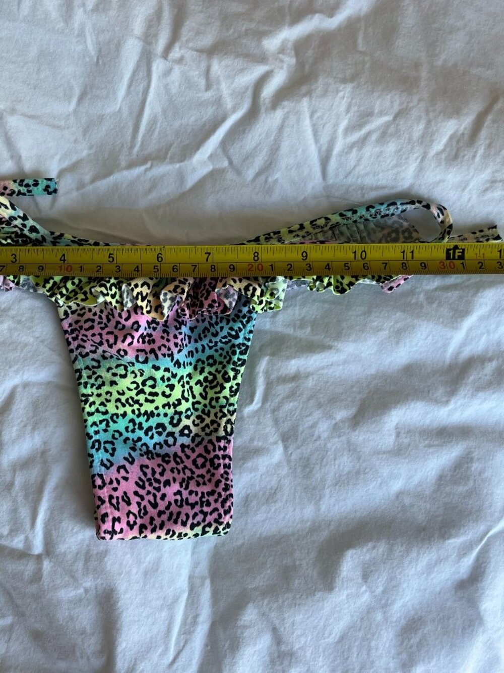 Neon animal print xs bikini bottoms ruffle rainbow